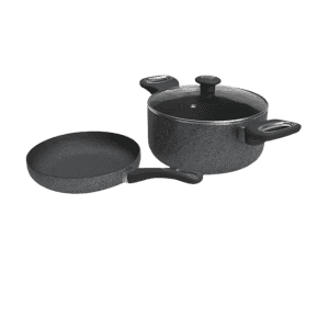 IMPEX Royal Granite | Non-Stick Coated Cookware Set | 5 Layer/3 Pcs | 2 - Piece | Aluminium