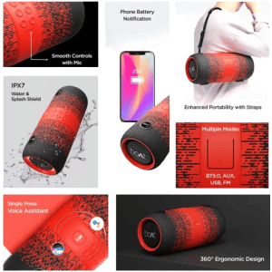 boAt Stone 1200F Bluetooth Speaker | upto 9 Hours Battery | IPX7 & RGB LEDs | 14 W | Black Raptor