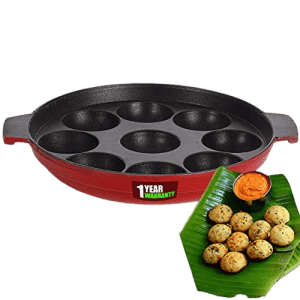 BlueBerry's |  Paniyarakkal Maker  Nonstick | 850 Gram | 9 Cavity | Red