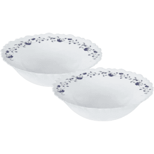 Larah | Borosil |  2Pc Multipurpose Bowl Set | White | Blue