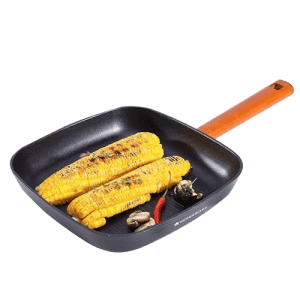Wonderchef Caesar Forged Virgin Aluminium Grill Pan | 24cm | Greblon C3 | Non-stick Coating | PFOA Free German Beechwood Handles | Black