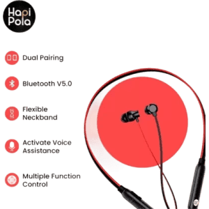 Hapi Pola FLEXIPRO Wireless stereo headset | 8Hrs playtime Neckband | Bluetooth Headset