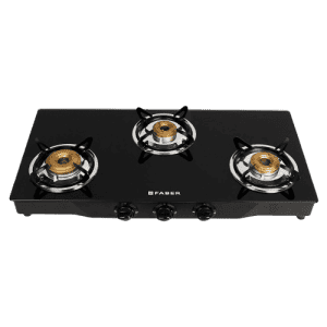 Faber Jumbo Gas Stove | Glass Top 3 Burner Gas Stove |  Auto Ignition | JUMBO 3BB BK AI | Black