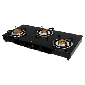 Faber Jumbo Gas Stove | Glass Top 3 Burner Gas Stove |  Auto Ignition | JUMBO 3BB BK AI | Black