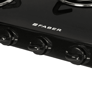 Faber Jumbo Gas Stove | Glass Top 3 Burner Gas Stove |  Auto Ignition | JUMBO 3BB BK AI | Black