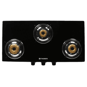 Faber Jumbo Gas Stove | Glass Top 3 Burner Gas Stove |  Auto Ignition | JUMBO 3BB BK AI | Black