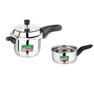 GREENCHEF CLASSIC 2 IN 1 | COMBI WITH SINGLE LID SS(3+2L) | PRESSURE COOKER