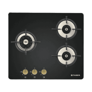 Faber Maxus HT603 CRS BR CI AI Glass Automatic Hob | 3 Burners | Black