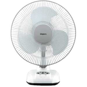 IMPEX Rechargeable Table Fan | BREEZE D3 with LED Light | 305 mm Silent Operation |  3 Blade Table Fan | White