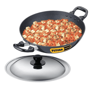 Hawkins Futura Nonstick Kadhai | 2.5 L | 26 cm | SS lid | Black