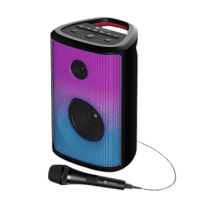 Portronics Bluetooth Party Speaker with Bass Boost Technology | Dash 8  | 60W |  Bluetooth  | Wired Karaoke Mic | TWS Mode | Black