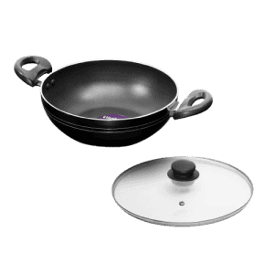 Blueberry Nonstick Kadai with Glass Lid | 3 Layer Coating | Induction Base | 3mm Thickness | 24cm