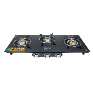 Impex AIRA Frameless Glass top Gas Stove | Black | 3 Burner