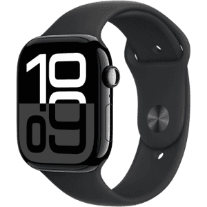 Apple Watch Series 10 | GPS | Cellular | 46mm | M/L | Jet Black Aluminium with Black Sport Band | Jet Black Strap