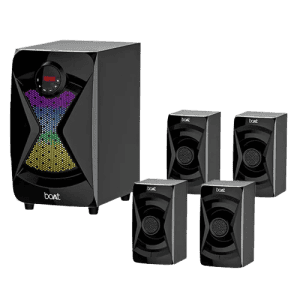 boAt | Blitz 1500 Pro with Dynamic RGB LEDs | EQ Modes & Master Remote Control 80 W Bluetooth Home Theatre   |  4.1 Channel | Space Black