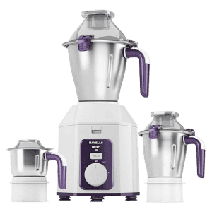 Havells Hexo Mixer Grinder | 3 Jar | 1000 W | White & Purple