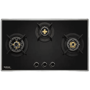 Hindware SIENA Built in Glass Automatic Hob | Dual Brass Burners | 3 Burner | 78 cm | Auto Ignition | FFD | Metal Knobs