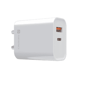 Portronics Adapto 45 | wide Compatibility | 20 Watt Fast Charger | White | POR 1445
