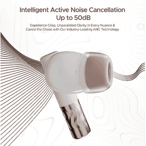 boAt Nirvana Zenith Ear Buds | Dolby Audio | ANC 50dB  | 6-Mics Enx | Celestial White