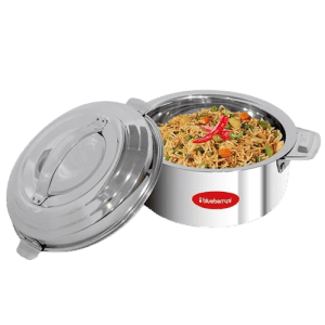 BLUEBERRYS 100% Stainless Steel Thermoware Hotpot Casserole with Unique Locking System 5000 ml | Silver