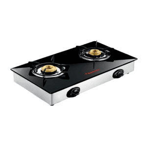 Kitchen Appliances Gas Stoves Butterfly Radiant Glass Top Gas Stove 2 Burner
