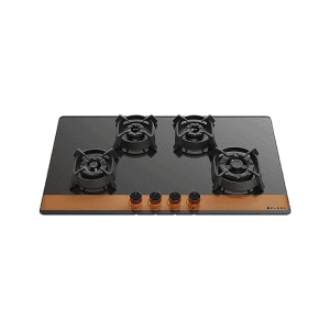 Faber Glass Electric Ignition Glass Top 4 Brass Burner Utopia | Black | HT 804 BR CI
