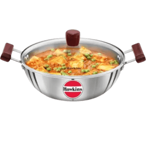 Hawkins Tri-Ply Stainless Steel Deep Fry Pan Glass Kadhai | 28 cm | 4 L | 3 mm