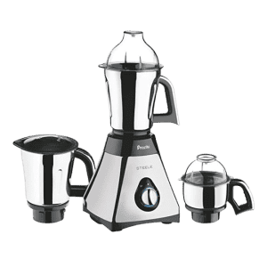 Preethi Steele Mixer Grinder | MG 206 | 3 Jars | 110 V | 550 W | Silver & Black