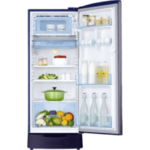 SAMSUNG 192 L Direct Cool Single Door 3 Star Refrigerator with Base Drawer | RR20T182YUT/HL | Pebble Blue