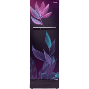 SAMSUNG Frost Free Double Door Refrigerator with Base Drawer | 2 Star | 236 L | Paradise Bloom Purple | RT28C31429R/HL