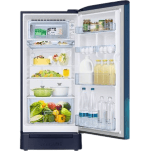 SAMSUNG 198 L Direct Cool Single Door 5 Star Refrigerator with Base Drawer | RR21T2H2W9U/HL | Paradise Blue