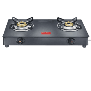 Prestige Magic Plus Glass Manual Gas Stove | 2 Burners | Black | GTMP 02
