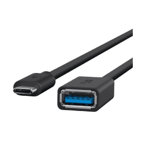Belkin OTG Cable | F2CU036btBL | High Speed Metal Shield Reversible | Black