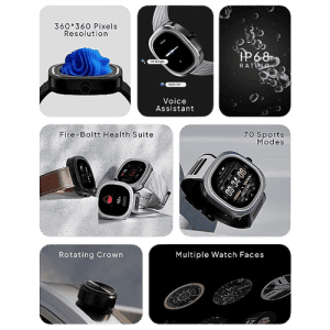 Fire-Boltt Collide Display Smartwatch, Bluetooth Calling | 1.32" | Grey , Black