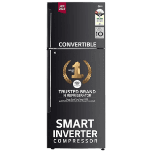 LG 446 Litres 1 Star Frost Free Double Door Convertible Refrigerator |  GL-T502AESR.DESZEB | Ebony Sheen  |