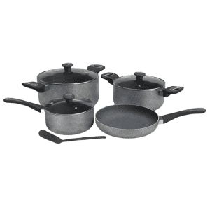 Impex Royal Granite 8 Pcs Non Stick Coated Cookware Set | 4 Piece | Aluminium