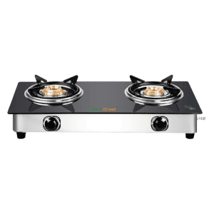GREENCHEF Popular Glass cook top 2 Burner Gas stove | Stainless Steel Body