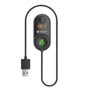 Portronics AUTO 17 in-Car Bluetooth Receiver for Handsfree Calling, Music System, Supports All Smartphones | Black