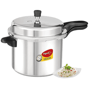 Pigeon by Stovekraft Deluxe Aluminium Outer Lid Pressure Cooker | 7.5 Litres | Silver