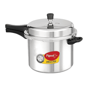 Pigeon by Stovekraft Deluxe Aluminium Outer Lid Pressure Cooker | 7.5 Litres | Silver