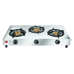 Pigeon 123 LPG Stove Manual Gas Stove | 3 Burners | Stainless Steel