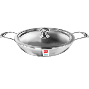 IMPEX Serene Triply Kadhai with Lid | 1.4 L capacity | 20 cm diameter | Stainless Steel