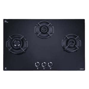 Elica | FLEXI HEXA 370 LOTUS IND HD BRASS | 3 Italian Burner | Auto Ignition Glass Top with Direct Multi-Flame  Gas Stove