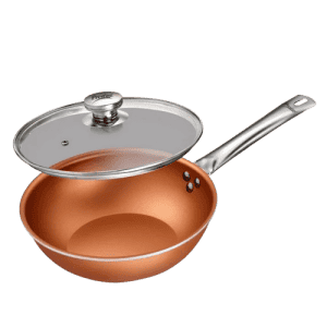 Prestige Cuprus Aluminium Gas and Induction Compatible NonStick Kadai | 28 cm | Glass Lid | Copper | 37481
