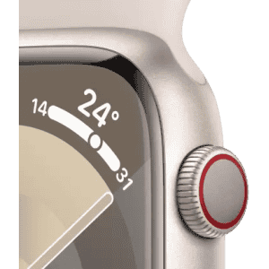 Apple Watch Series 9 | GPS + Cellular 41mm Starlight Case & Starlight Sport Band | Starlight Sport Strap