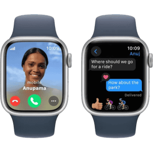 Apple Watch Series 9  | M/L |  41mm |  GPS | Cellular | Silver Aluminium Case with Storm Blue Sport Band | MRHW3HN/A