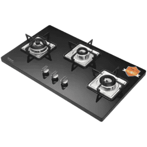 Hindware ROSIA 3B 76 cm | Brass Burners | Auto Ignition | Bakelite Knobs | Built in Glass Automatic Hob