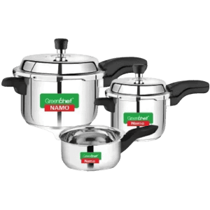 GreenChef SS Pressure Cooker Namo Combo(5L+3L+2L) 5 L, 3 L, 2 L Induction Bottom Pressure Cooker & Pressure Pan | Stainless Steel