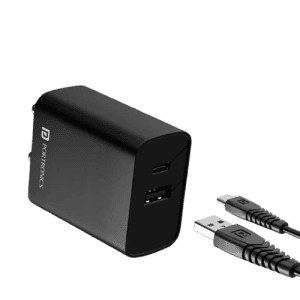 Portronics Mach Adapto 70 Dual Port Fast Charging Adaptor | 33 W | Black | POR 2029
