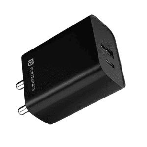 Portronics Mach Adapto 70 Dual Port Fast Charging Adaptor | 33 W | Black | POR 2029